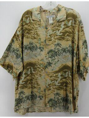 VINTAGE Citron Santa Monica Shirt Medium Hawaiian AOP Island Scene *
